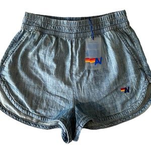 AVIATOR NATION VINTAGE HI RISE DENIM JOGGER JEAN SHORTS BRAND NEW XS